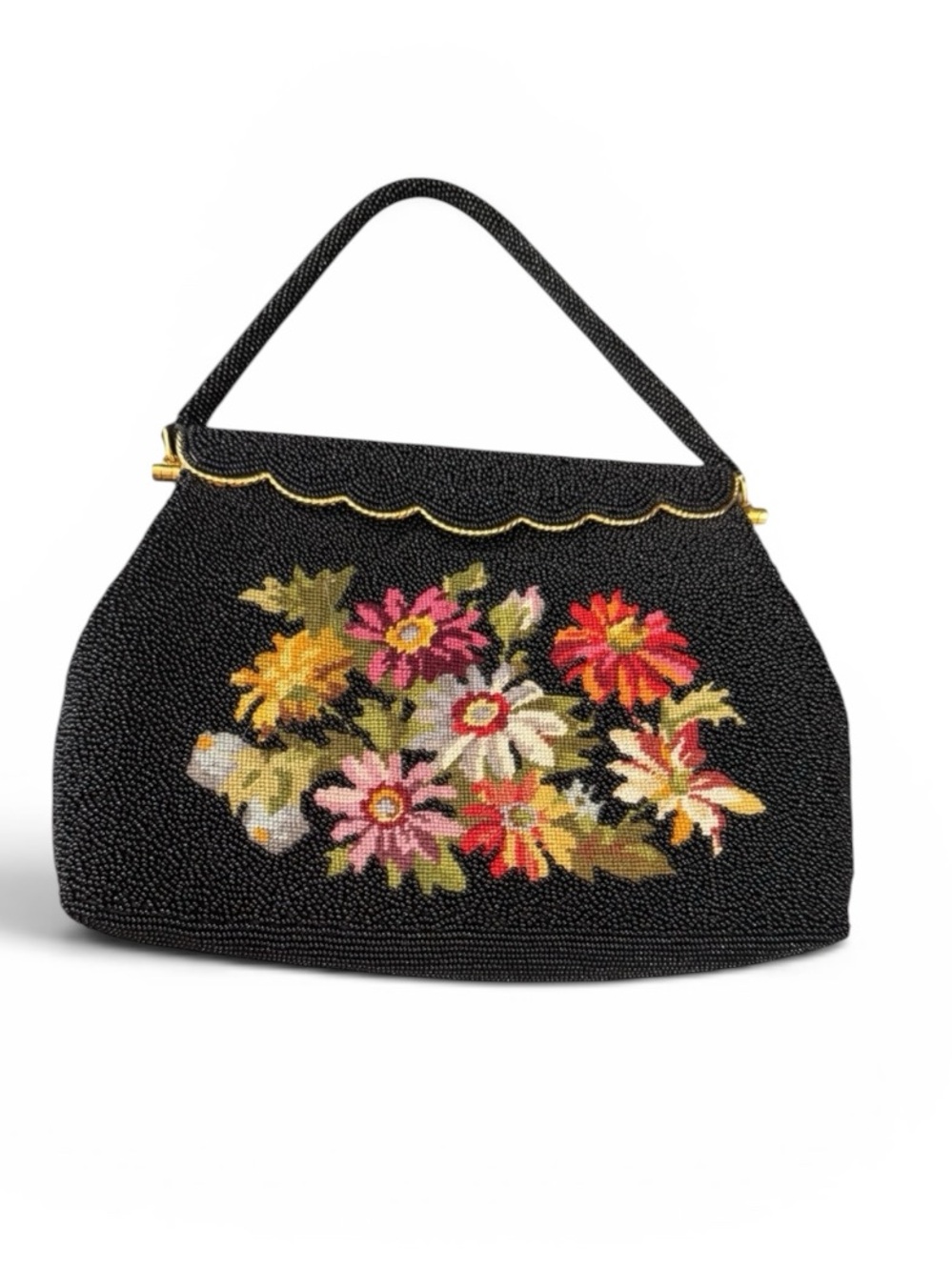 Vintage Beaded Evening Handbag Floral 50s/60s